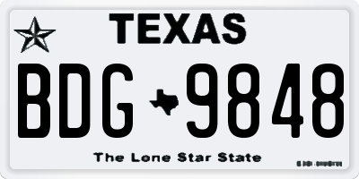 TX license plate BDG9848