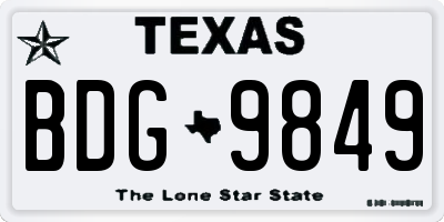 TX license plate BDG9849
