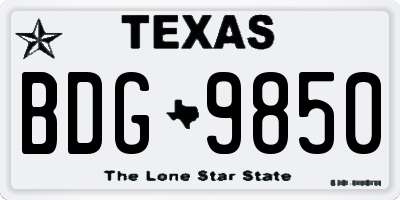 TX license plate BDG9850