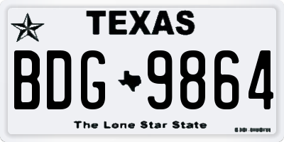 TX license plate BDG9864