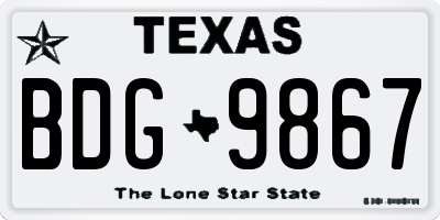TX license plate BDG9867