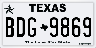 TX license plate BDG9869