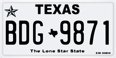 TX license plate BDG9871