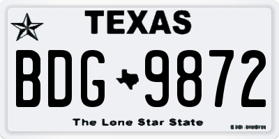 TX license plate BDG9872