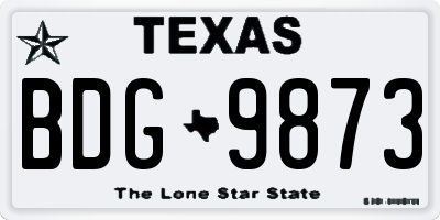 TX license plate BDG9873