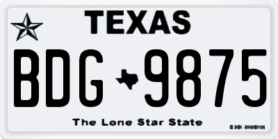 TX license plate BDG9875