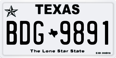 TX license plate BDG9891