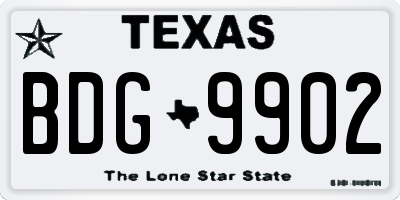 TX license plate BDG9902