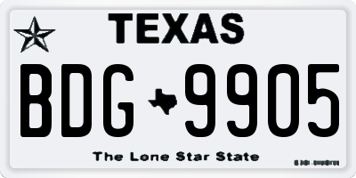 TX license plate BDG9905