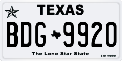 TX license plate BDG9920