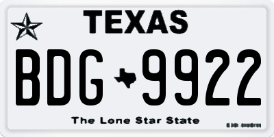 TX license plate BDG9922
