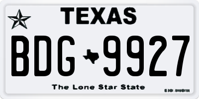TX license plate BDG9927