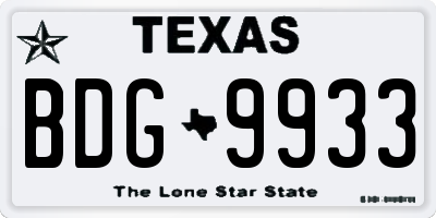 TX license plate BDG9933