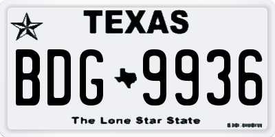 TX license plate BDG9936