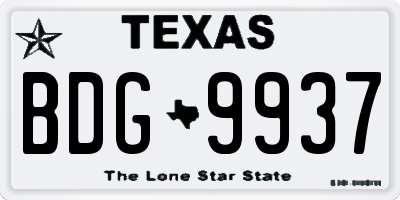 TX license plate BDG9937