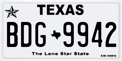 TX license plate BDG9942