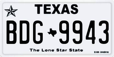 TX license plate BDG9943
