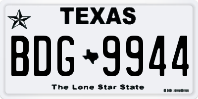 TX license plate BDG9944