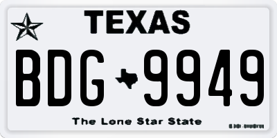 TX license plate BDG9949
