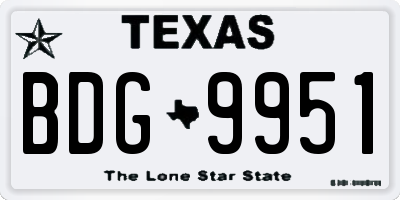 TX license plate BDG9951