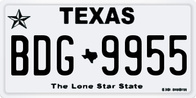 TX license plate BDG9955