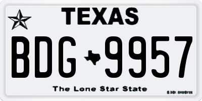 TX license plate BDG9957