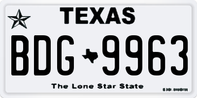 TX license plate BDG9963