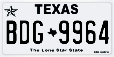 TX license plate BDG9964