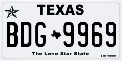 TX license plate BDG9969