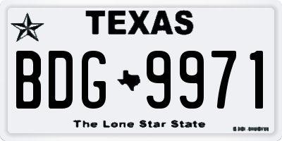 TX license plate BDG9971