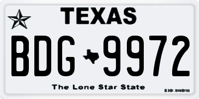 TX license plate BDG9972