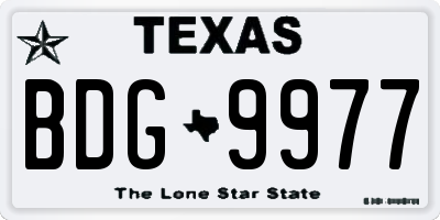 TX license plate BDG9977