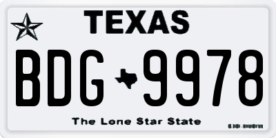 TX license plate BDG9978