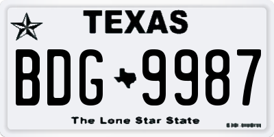 TX license plate BDG9987