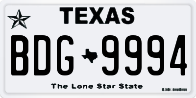 TX license plate BDG9994