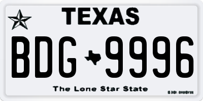 TX license plate BDG9996