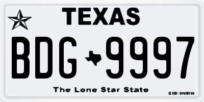 TX license plate BDG9997