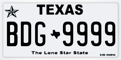 TX license plate BDG9999