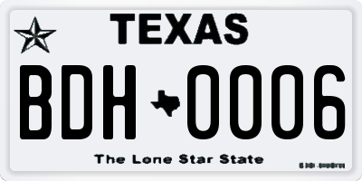 TX license plate BDH0006