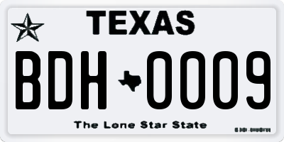 TX license plate BDH0009