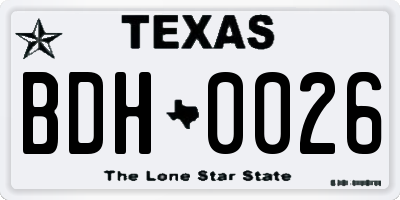 TX license plate BDH0026