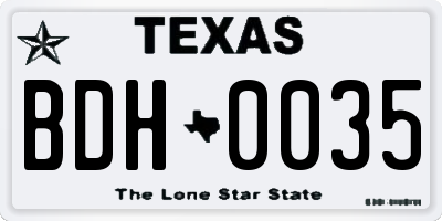 TX license plate BDH0035