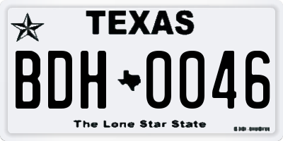TX license plate BDH0046