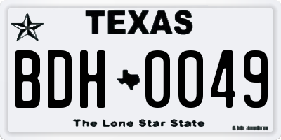 TX license plate BDH0049