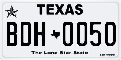 TX license plate BDH0050