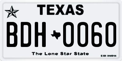 TX license plate BDH0060