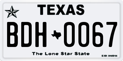 TX license plate BDH0067