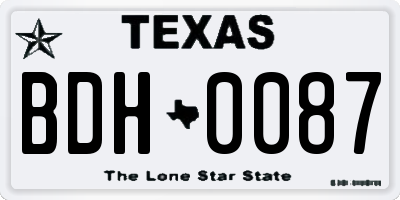 TX license plate BDH0087