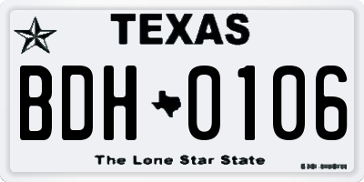 TX license plate BDH0106