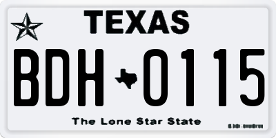 TX license plate BDH0115